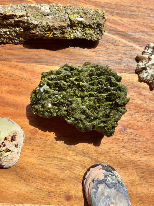 High Quality Epidote and Quartz Free Form || Epidote and Quartz || Forest Fairy Quartz || Raw Crystal || Sparkly Crystal