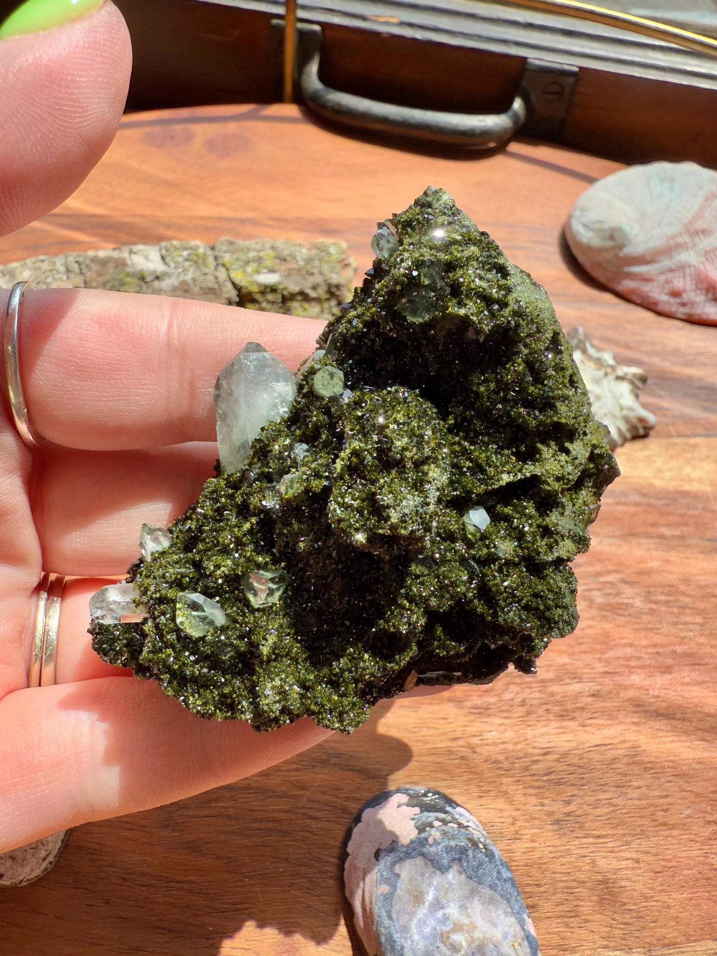 High Quality Epidote and Quartz Free Form || Epidote and Quartz || Forest Fairy Quartz || Raw Crystal || Sparkly Crystal
