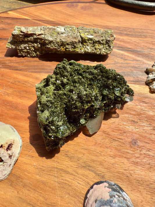High Quality Epidote and Quartz Free Form || Epidote and Quartz || Forest Fairy Quartz || Raw Crystal || Sparkly Crystal