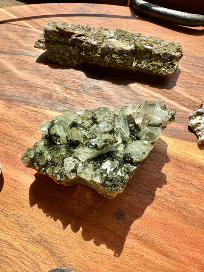 High Quality Epidote and Quartz Free Form || Epidote and Quartz || Forest Fairy Quartz || Raw Crystal || Sparkly Crystal