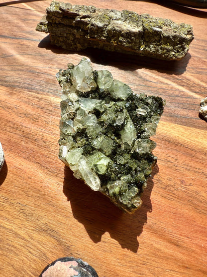 High Quality Epidote and Quartz Free Form || Epidote and Quartz || Forest Fairy Quartz || Raw Crystal || Sparkly Crystal