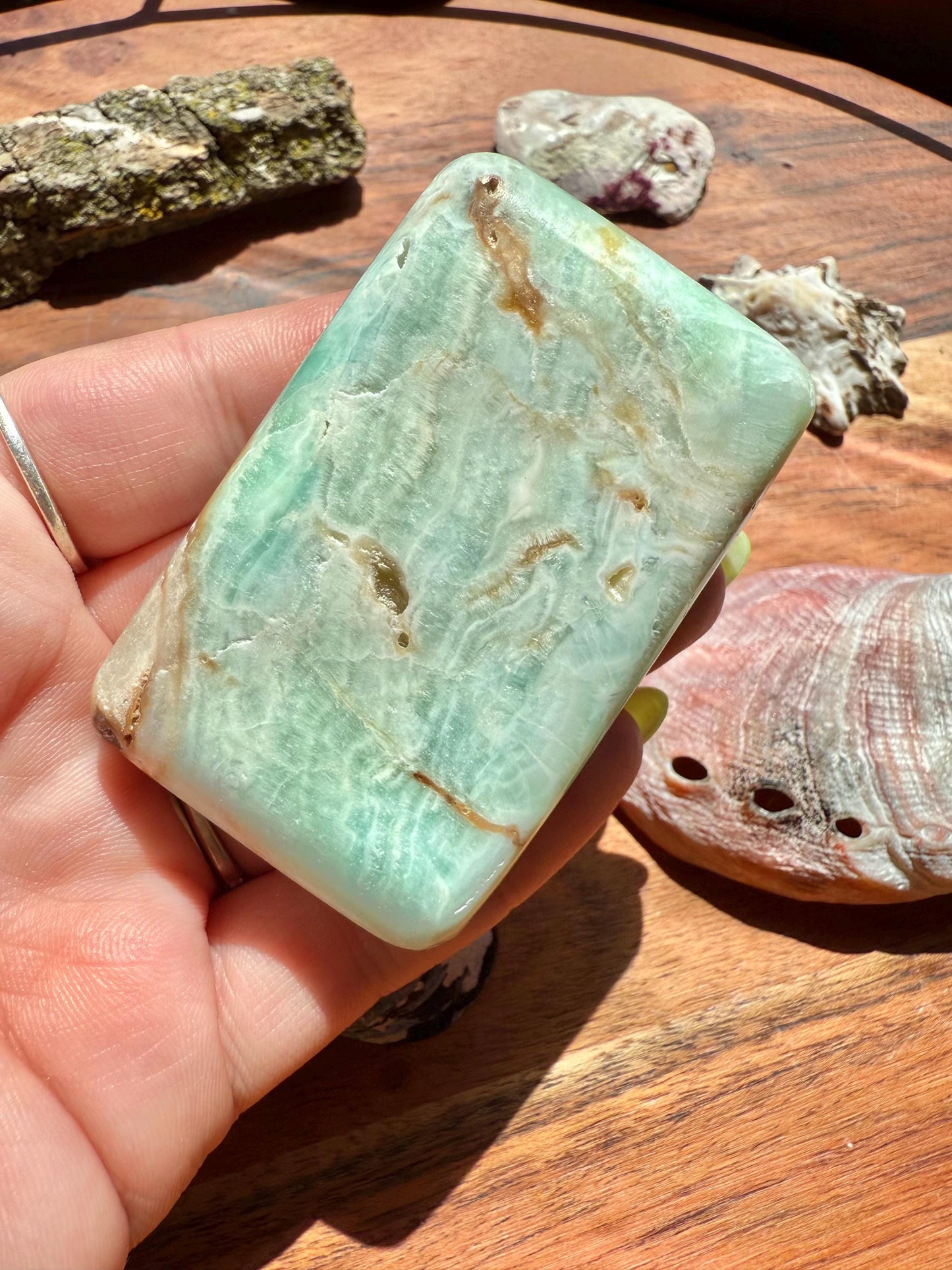 Caribbean Calcite Palm Stone || Caribbean Calcite Rectangle || Soap Shaped Caribbean Calcite || Crystal Gift || Caribbean Calcite