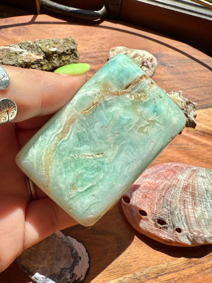 Caribbean Calcite Palm Stone || Caribbean Calcite Rectangle || Soap Shaped Caribbean Calcite || Crystal Gift || Caribbean Calcite