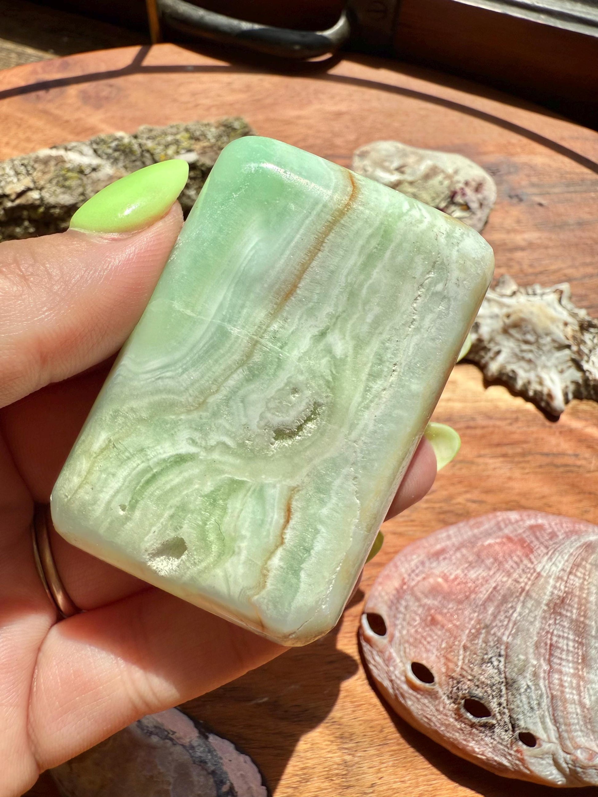 Caribbean Calcite Palm Stone || Caribbean Calcite Rectangle || Soap Shaped Caribbean Calcite || Crystal Gift || Caribbean Calcite