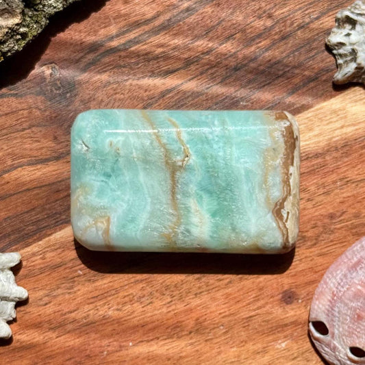 Caribbean Calcite Palm Stone || Caribbean Calcite Rectangle || Soap Shaped Caribbean Calcite || Crystal Gift || Caribbean Calcite