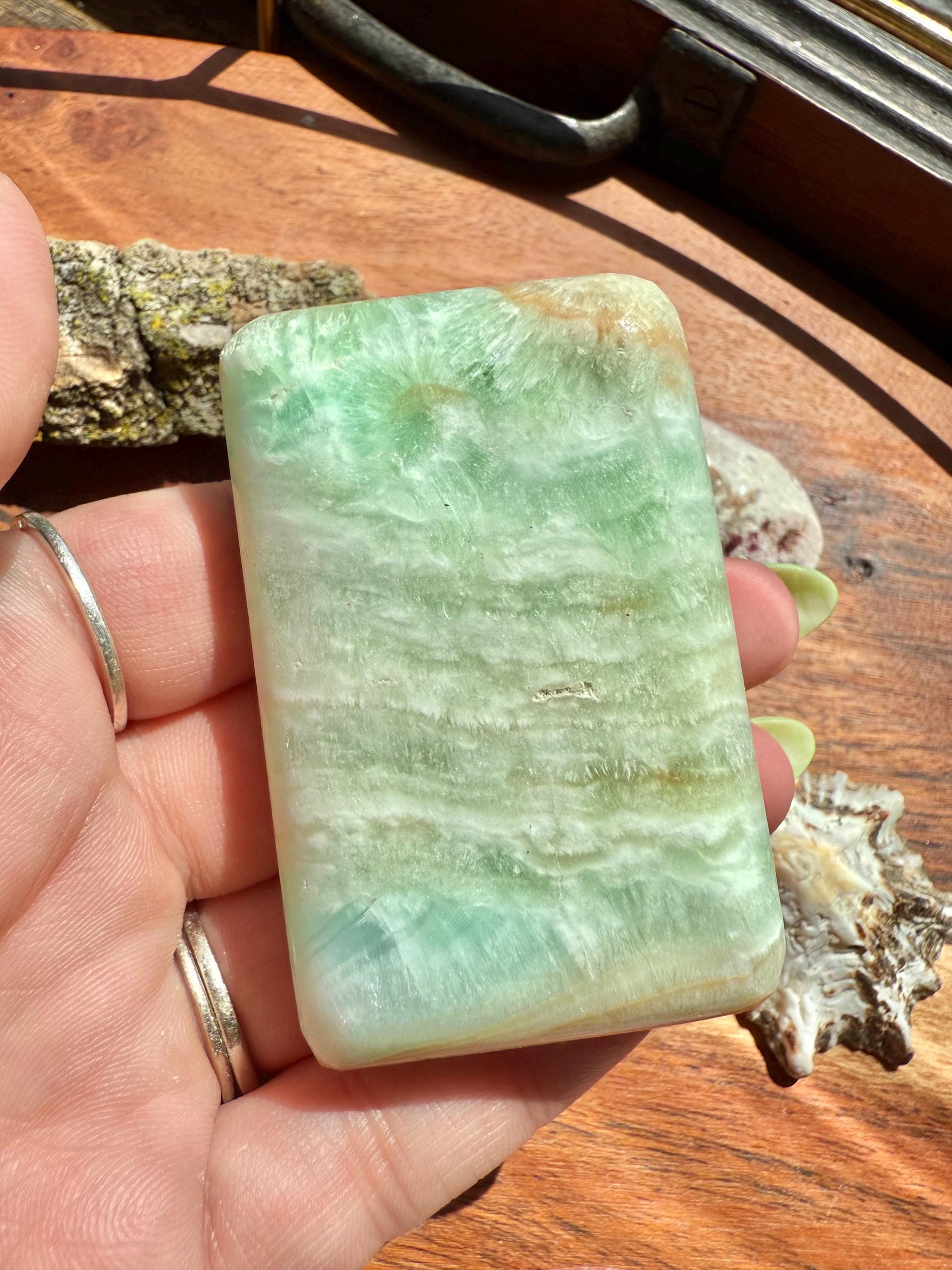 Caribbean Calcite Palm Stone || Caribbean Calcite Rectangle || Soap Shaped Caribbean Calcite || Crystal Gift || Caribbean Calcite