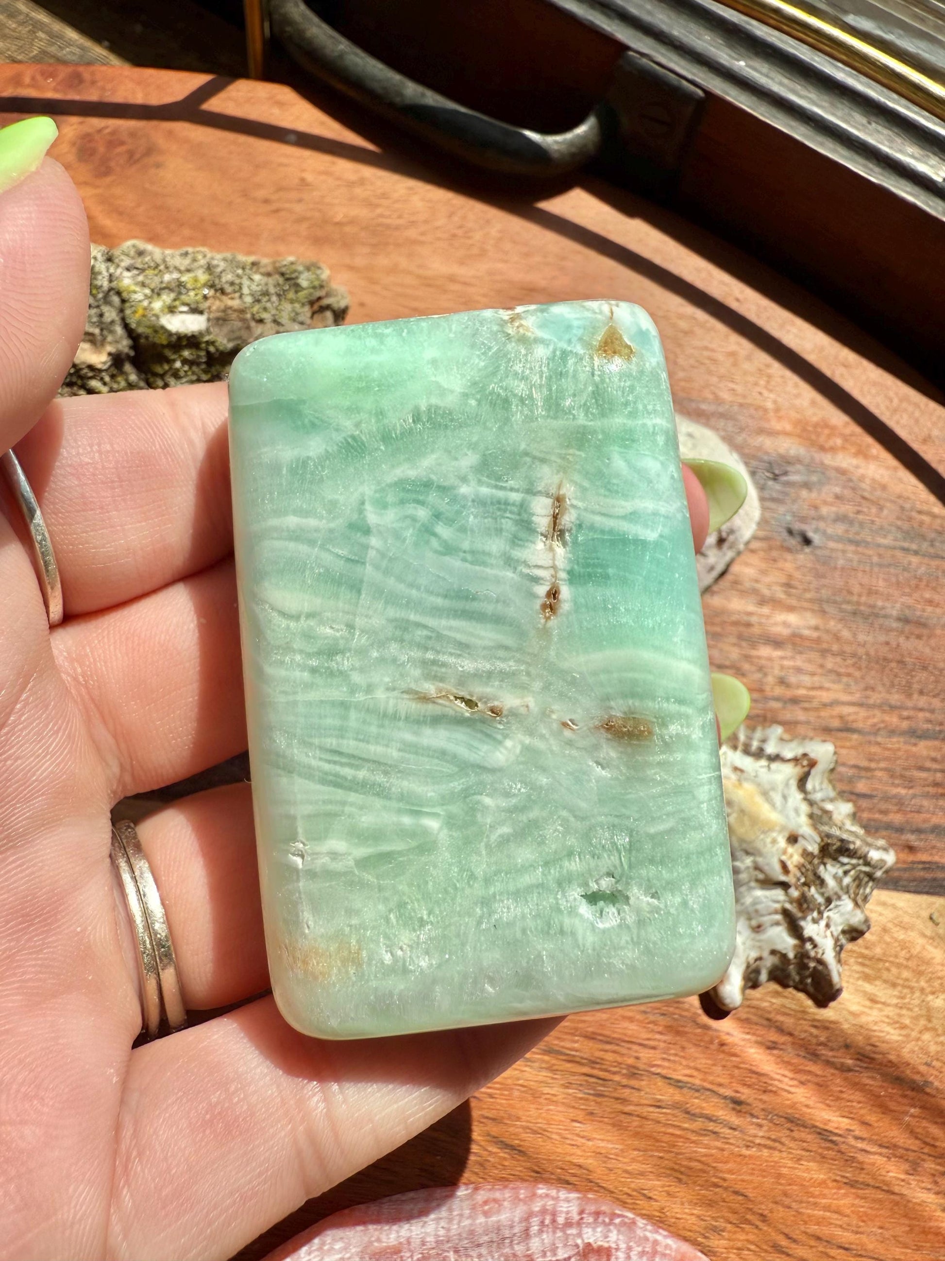 Caribbean Calcite Palm Stone || Caribbean Calcite Rectangle || Soap Shaped Caribbean Calcite || Crystal Gift || Caribbean Calcite