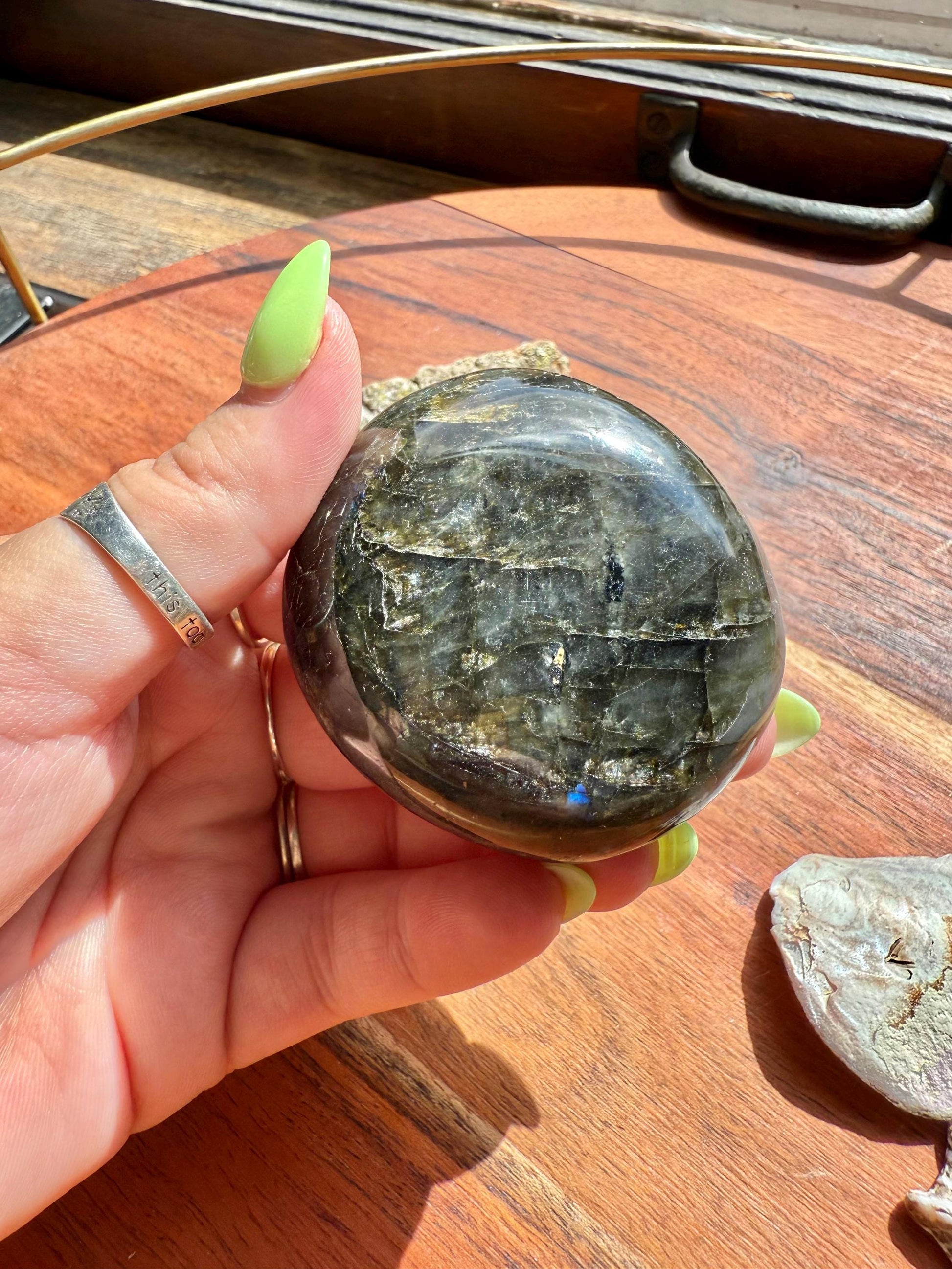 Flashy Labradorite Palm Stone