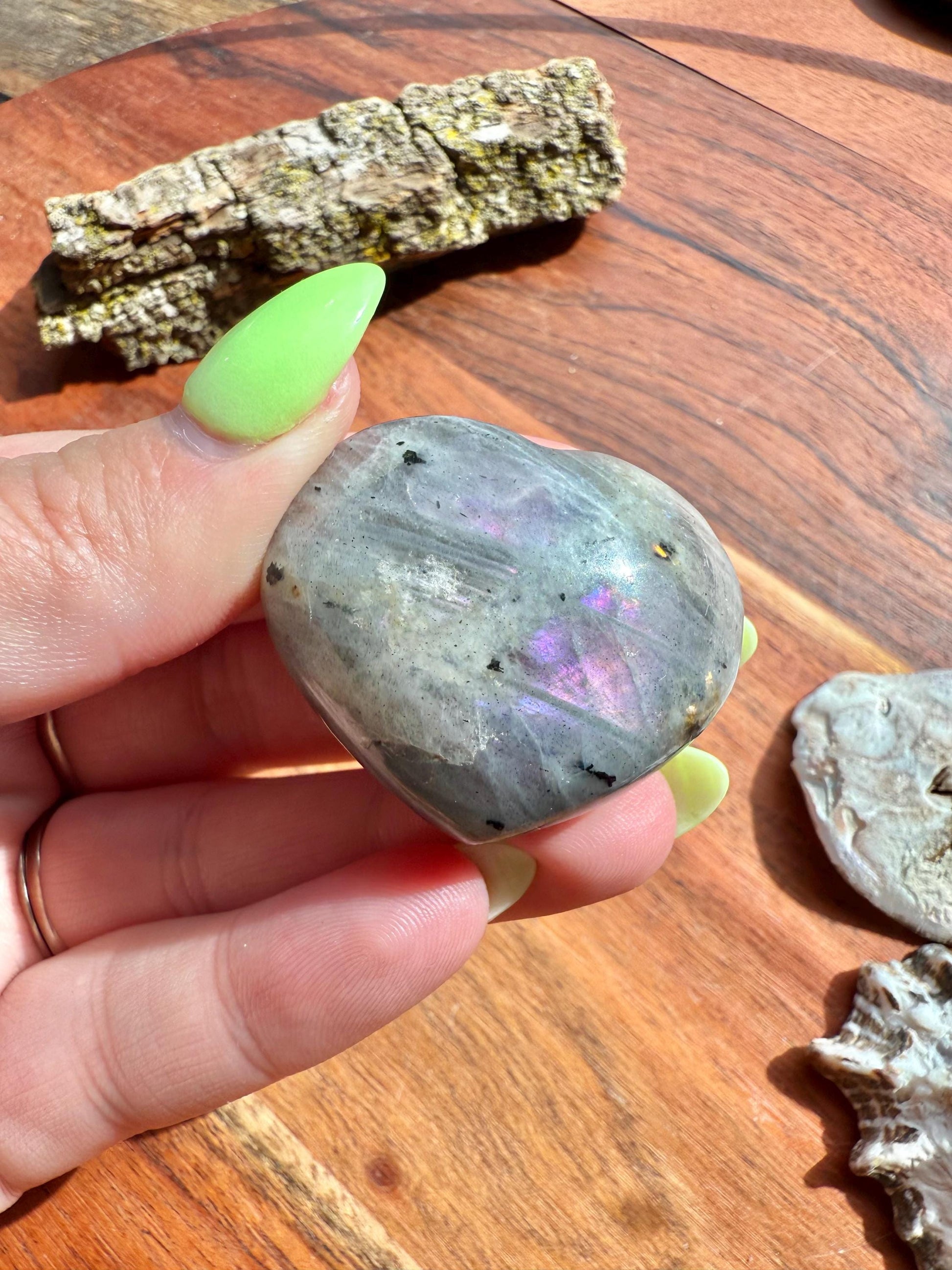 Purple and Pink Flash Labradorite Heart (Small)
