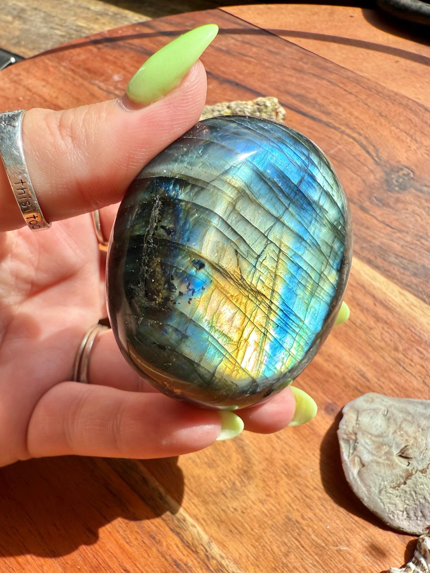 Flashy Labradorite Palm Stone
