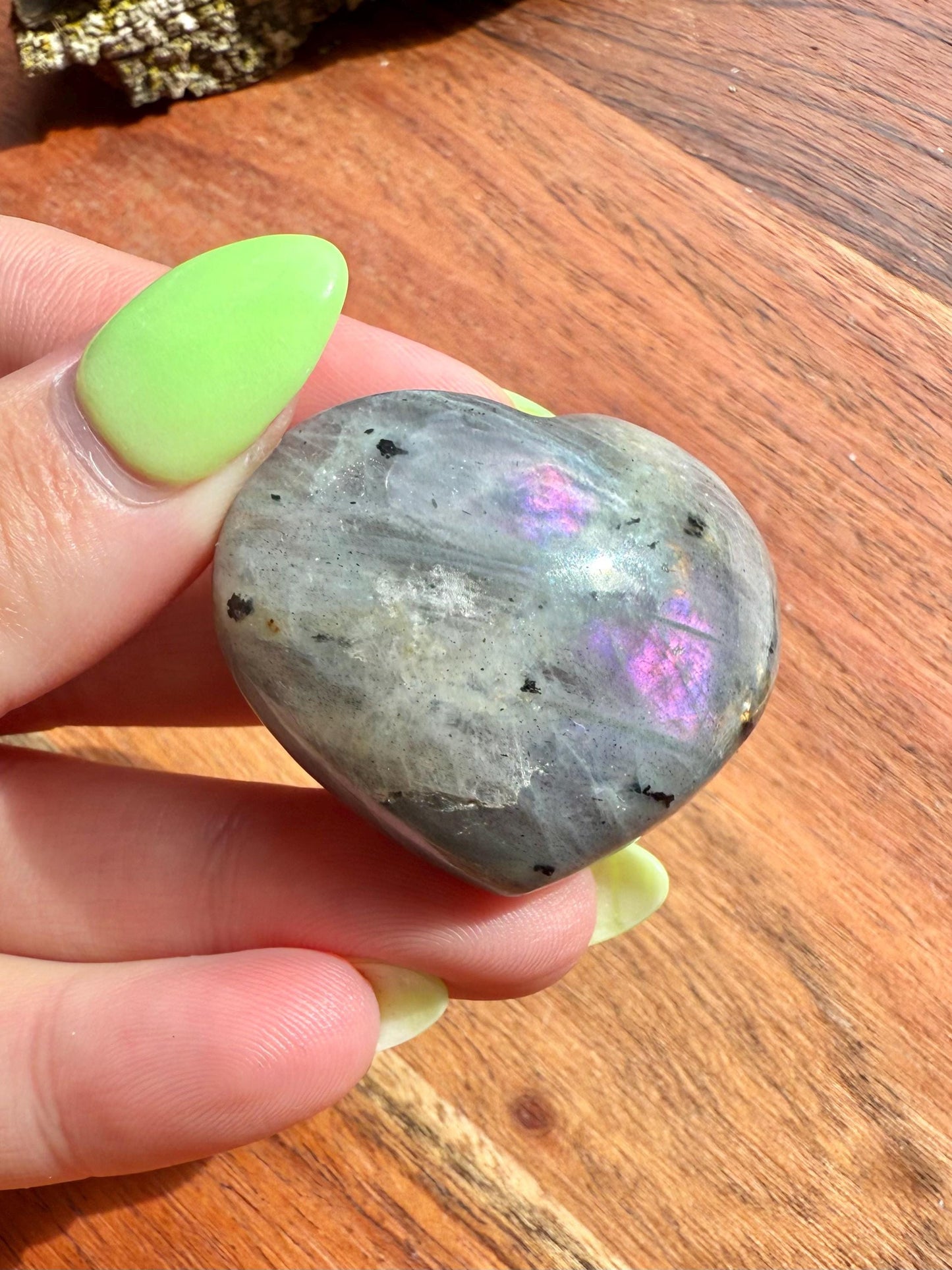 Purple and Pink Flash Labradorite Heart (Small)