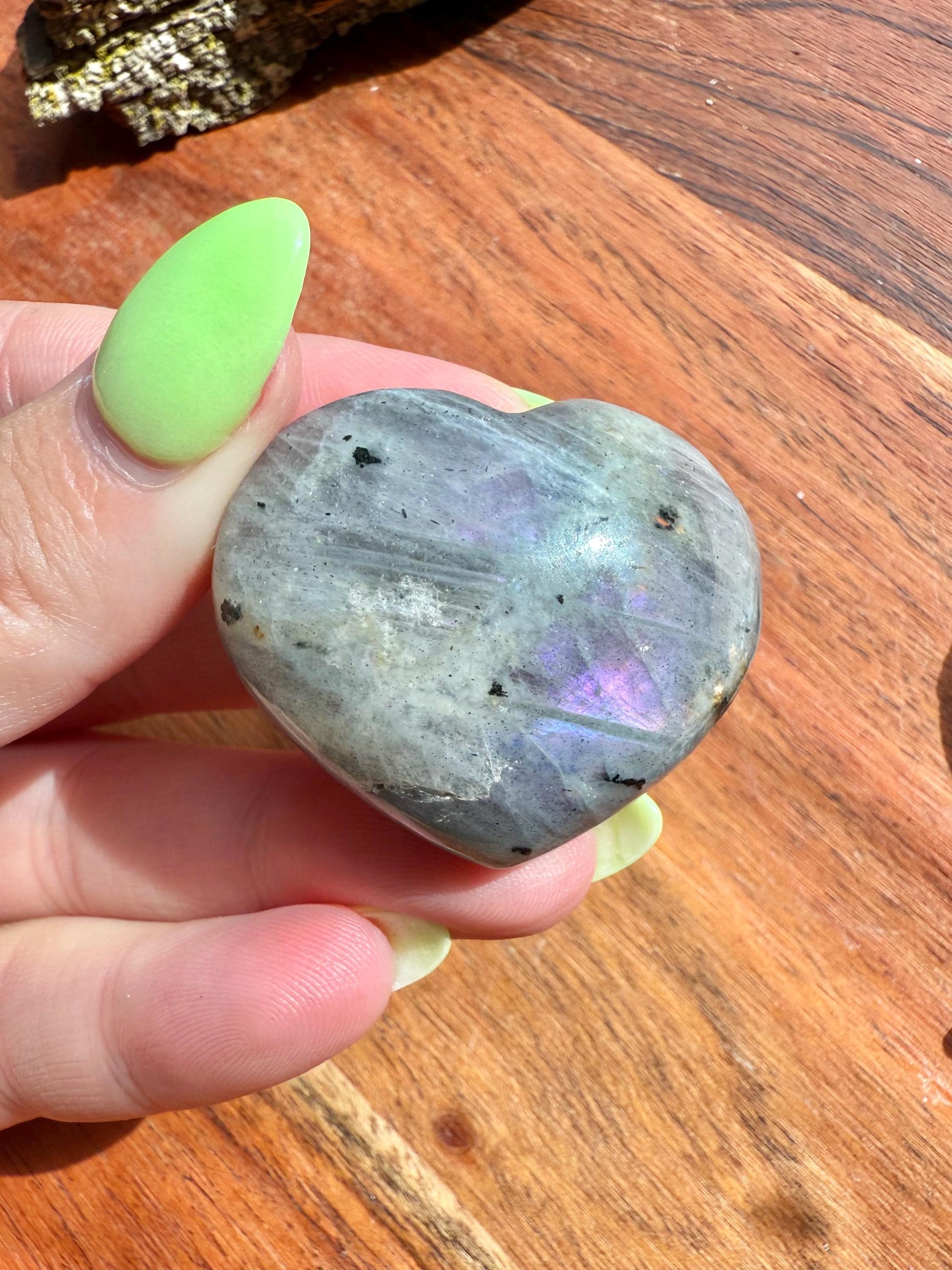 Purple and Pink Flash Labradorite Heart (Small)