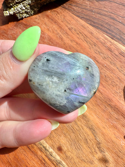 Purple and Pink Flash Labradorite Heart (Small)