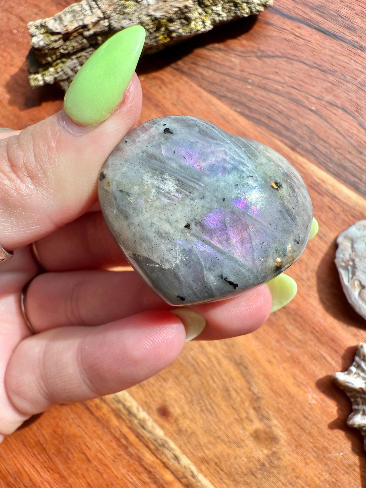 Purple and Pink Flash Labradorite Heart (Small)