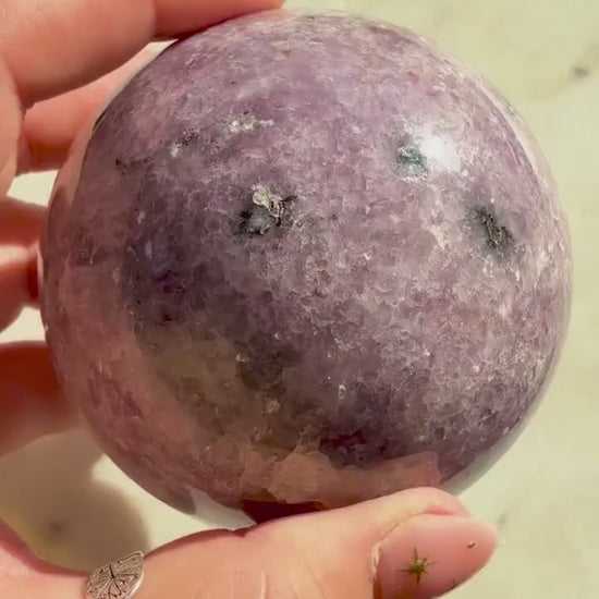 Lepidolite Sphere (61 mm) | Large Lepidolite Sphere | Purple Crystal Sphere | Purple Crystal | Crystal for Anxiety | Stress Relief Crystal