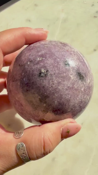 Lepidolite Sphere (61 mm) | Large Lepidolite Sphere | Purple Crystal Sphere | Purple Crystal | Crystal for Anxiety | Stress Relief Crystal