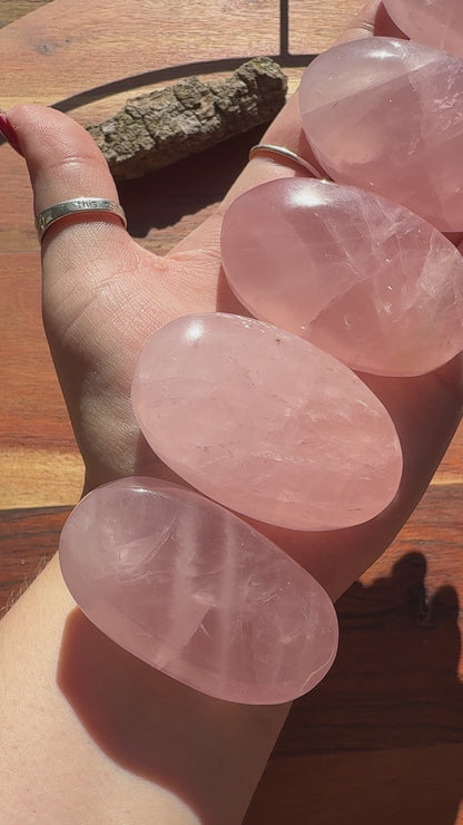 INTUITIVELY CHOSEN ROSE QUARTZ PALM STONE (MEDIUM + LARGE SIZE)