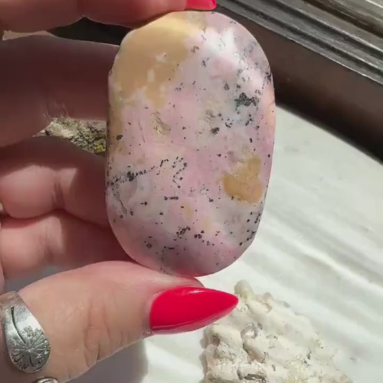 Pink Peruvian Rhodonite Palm Stone