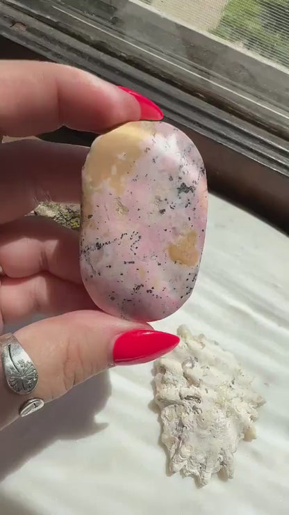 Pink Peruvian Rhodonite Palm Stone