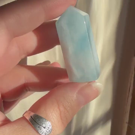 Small Aquamarine Tower | Aquamarine Tower | Blue Crystal | Crystal Carving | Crystal Point | Crystal Grid Crystals | Small Crystals