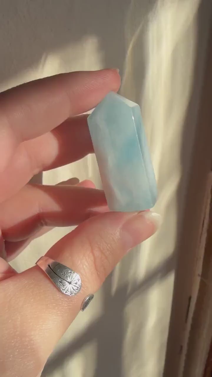 Small Aquamarine Tower | Aquamarine Tower | Blue Crystal | Crystal Carving | Crystal Point | Crystal Grid Crystals | Small Crystals