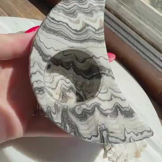 Banded Onyx Crescent Moon Candle Holder