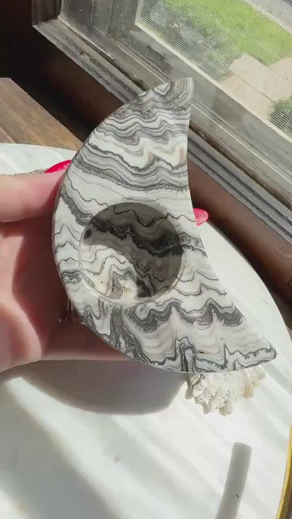 Banded Onyx Crescent Moon Candle Holder