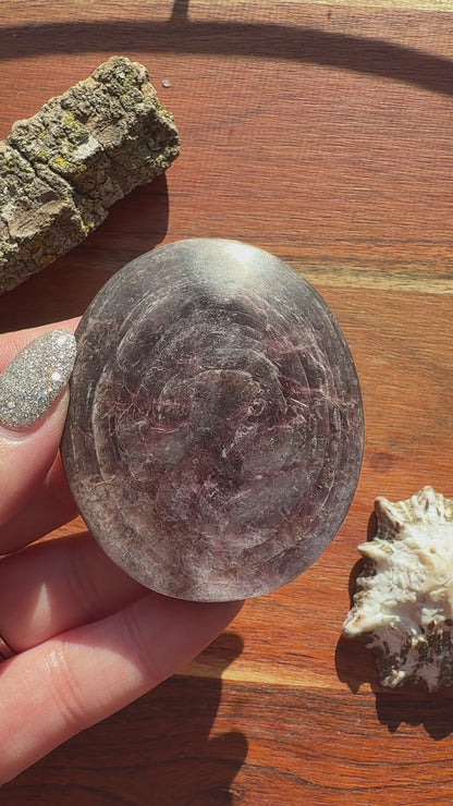 FLASHY LEPIDOLITE PALM STONE