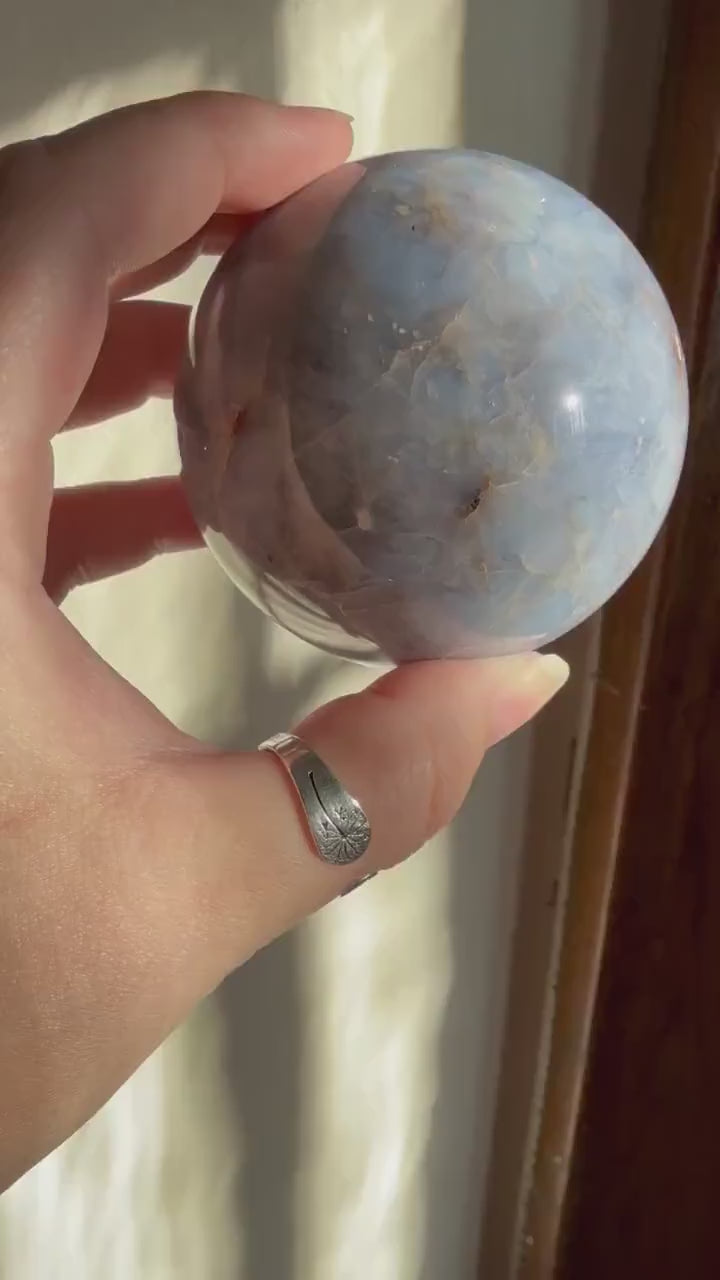 Natural Blue Opal Sphere | Blue Opal Sphere | Opal Sphere | Crystal Sphere | Crystal Carving | Altar Decor | Blue Crystal | Home Decor