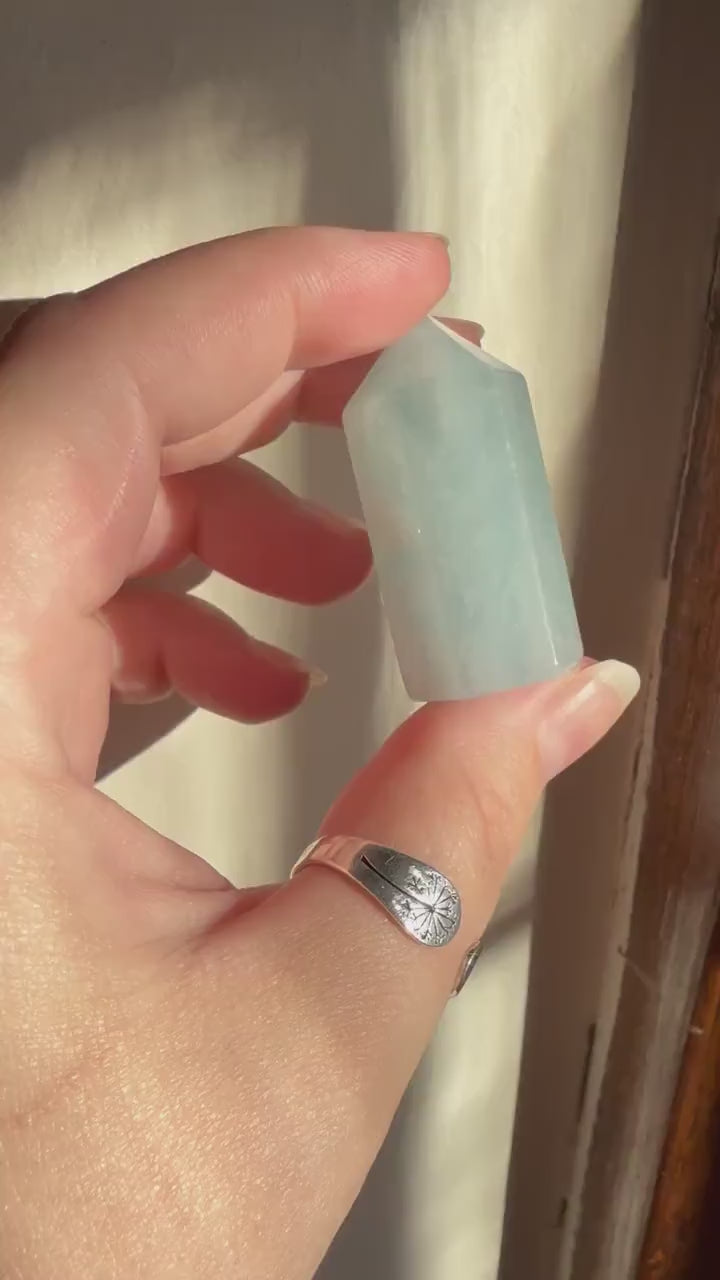 Small Aquamarine Tower | Aquamarine Tower | Blue Crystal | Crystal Carving | Crystal Point | Crystal Grid Crystals | Small Crystals