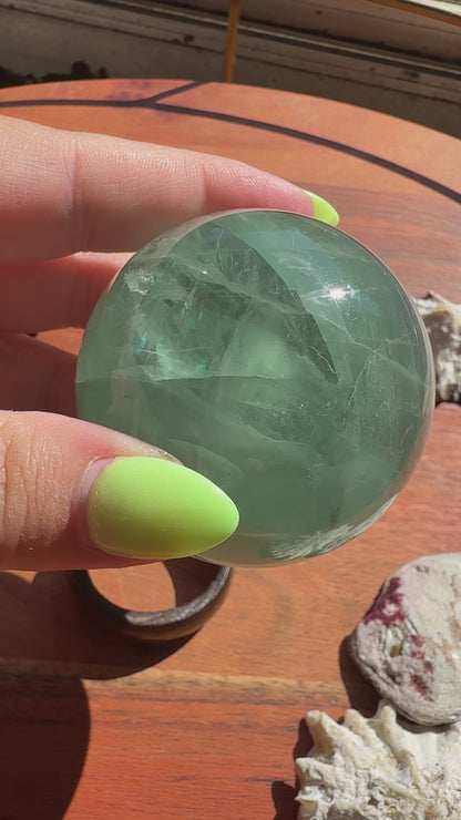 BAJA BLAST GREEN FLUORITE SPHERE