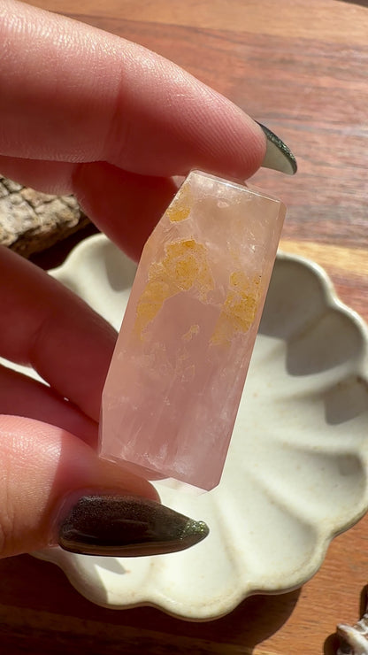HIGH QUALITY BRAZILIAN ROSE QUARTZ + GOLDEN HEALER FREEFORM