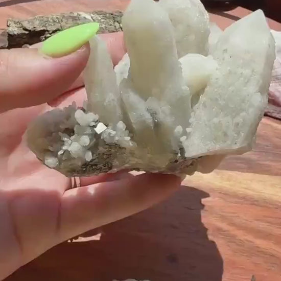 High Quality Calcite Covered Quartz with Pyrite from Mongolia |
