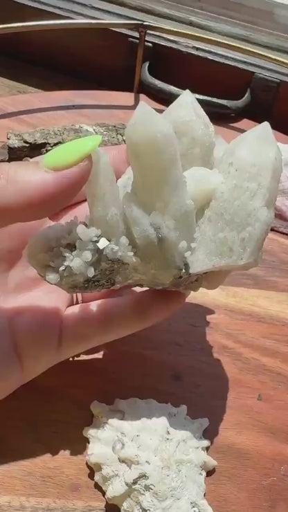 High Quality Calcite Covered Quartz with Pyrite from Mongolia |