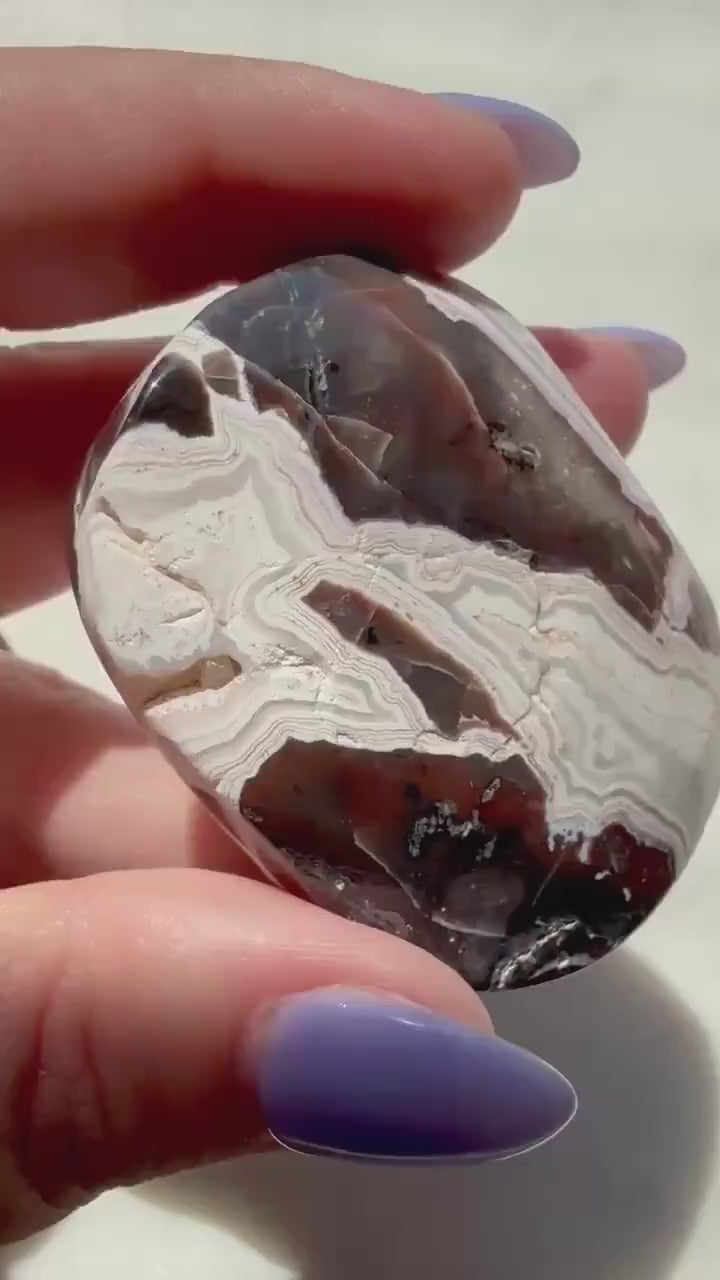 Crazy Lace Agate Palm Stone | Mexican Crazy Lace Agate | Gift for Crystal Lover | Happiness Crystal | Grounding Crystal | Crystal Gift