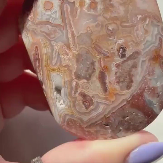 Crazy Lace Agate Palm Stone | Mexican Crazy Lace Agate | Gift for Crystal Lover | Happiness Crystal | Grounding Crystal | Crystal Gift