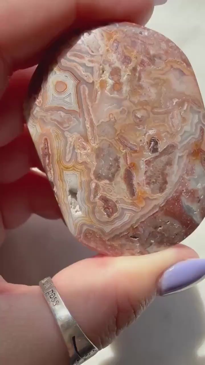 Crazy Lace Agate Palm Stone | Mexican Crazy Lace Agate | Gift for Crystal Lover | Happiness Crystal | Grounding Crystal | Crystal Gift