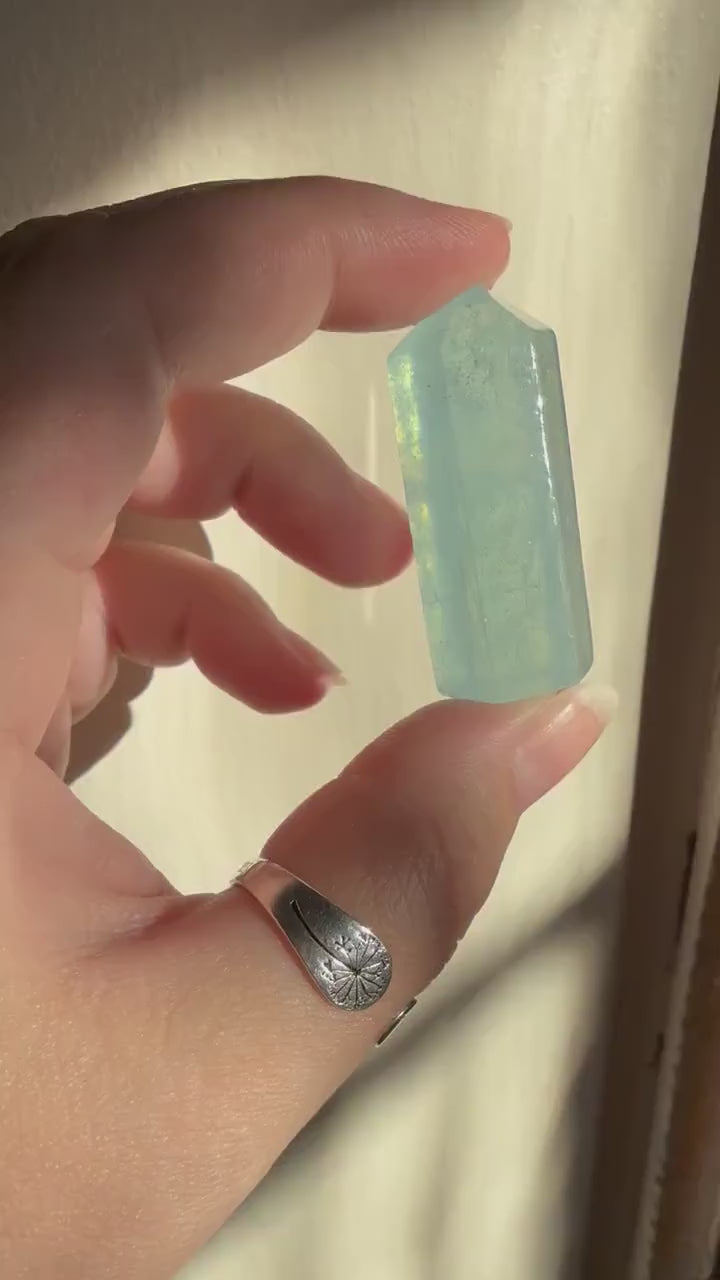 Small Aquamarine Tower | Aquamarine Tower | Blue Crystal | Crystal Carving | Crystal Point | Crystal Grid Crystals | Small Crystals