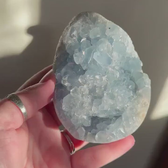 Blue Celestite Cluster | Blue Celestite Geode | Natural Celestite Cluster | Raw Celestite Cluster | Raw Gemstone Cluster (Stands On Side)