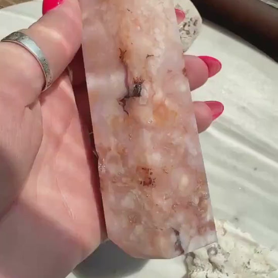 Carnelian and Flower Agate Tower