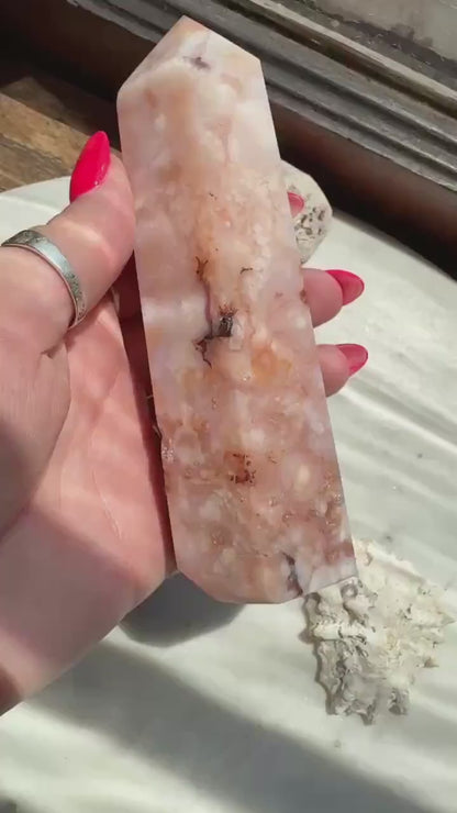 Carnelian and Flower Agate Tower