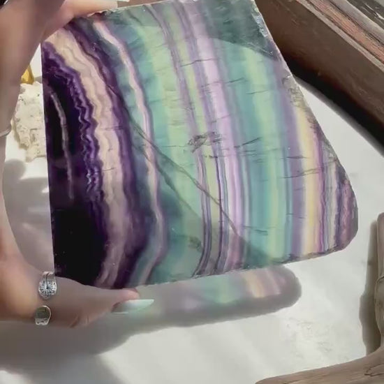 High Quality Banded Fluorite Slab