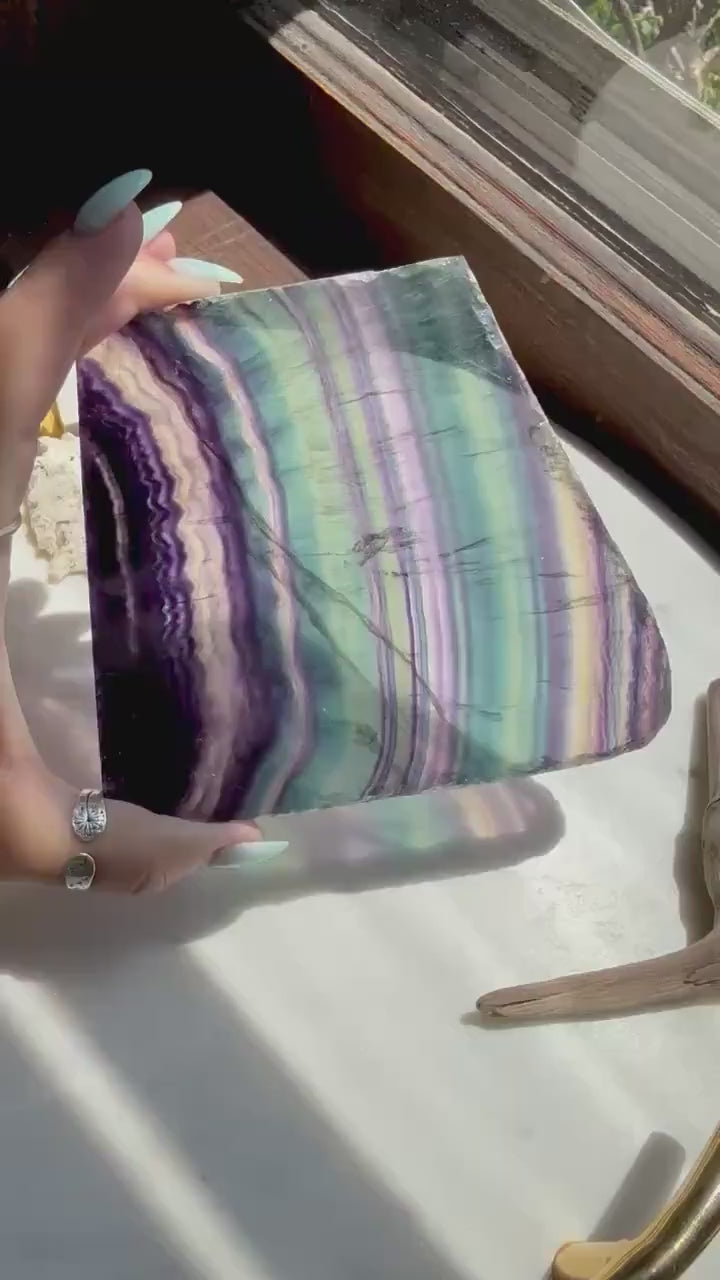 High Quality Banded Fluorite Slab