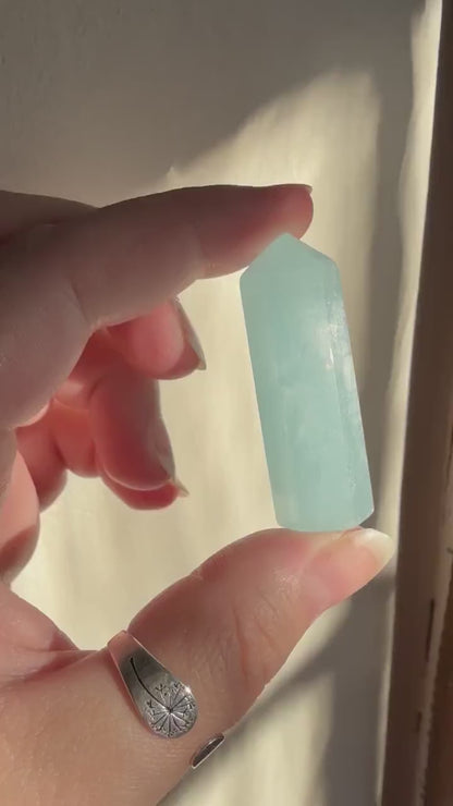 Small Aquamarine Tower | Aquamarine Tower | Blue Crystal | Crystal Carving | Crystal Point | Crystal Grid Crystals | Small Crystals