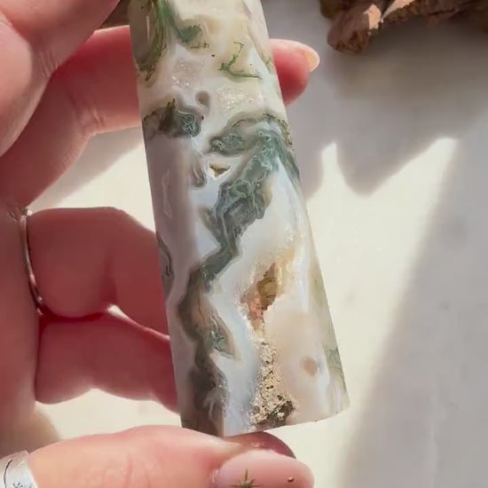 Moss Agate Tower || Moss Agate || Crystal Tower || Altar Decor || Home Decor || Crystal Agate Tower || Carved Gemstone || Crystal Carving