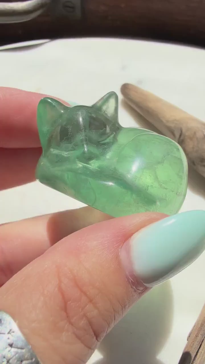 Green Fluorite Sleeping Cat