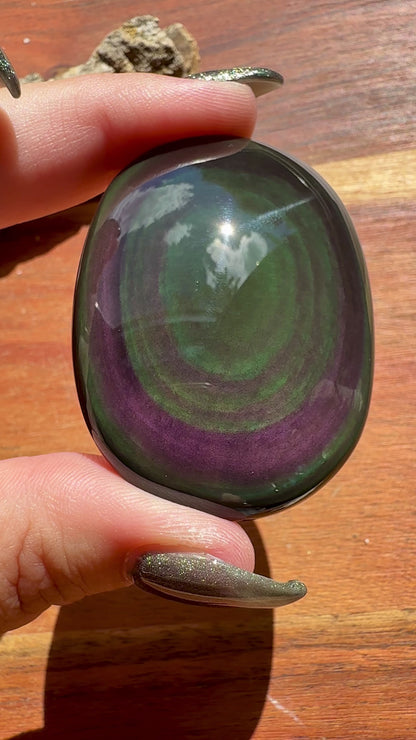 RAINBOW OBSIDIAN PALM STONE