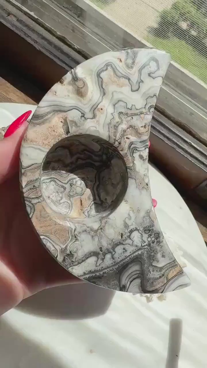 Banded Onyx Crescent Moon Candle Holder