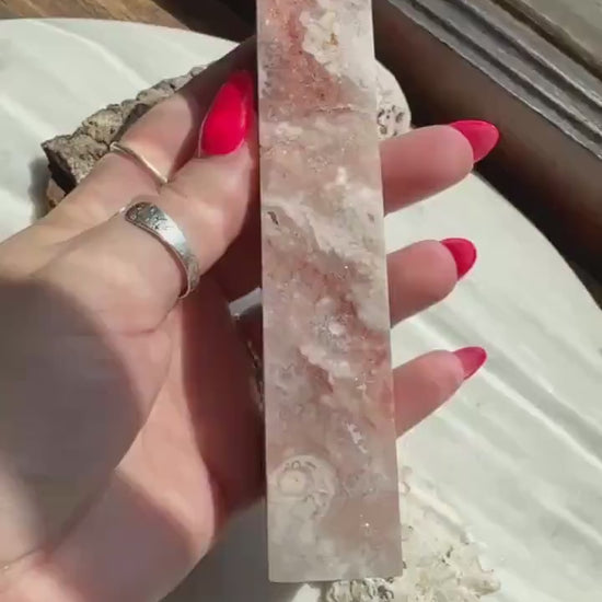 Pink Amethyst and Flower Agate Tower