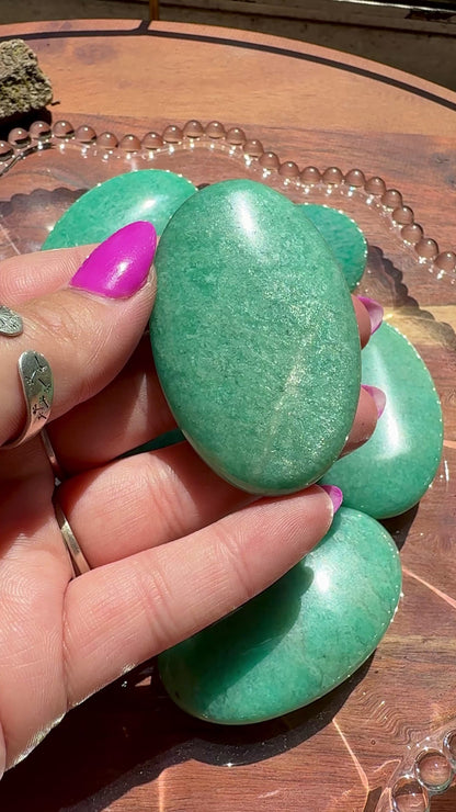 FLASHY AMAZONITE PALM STONE (INTUITIVELY CHOSEN)
